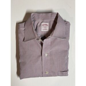Brooks Brothers Men's Shirt Size 16.5 Large Red Plaid Button Up Long‎ Sleeve